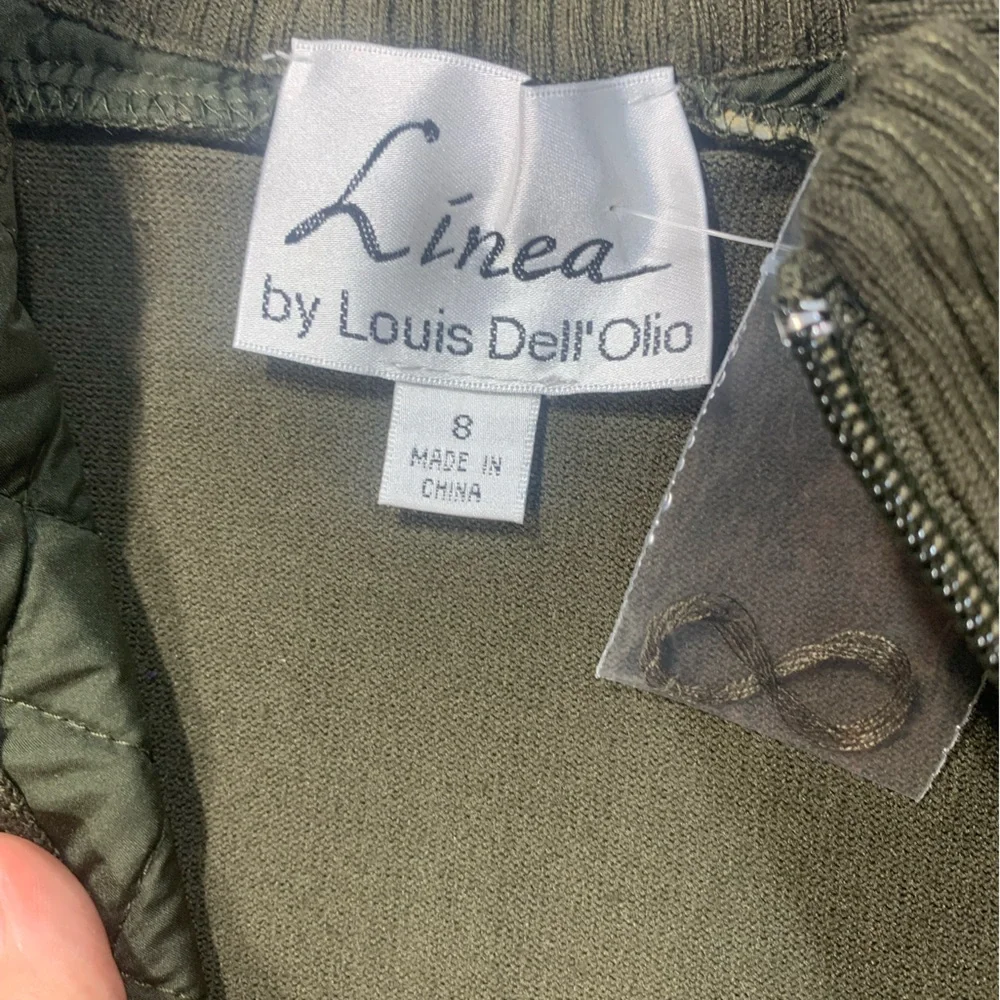 Linea By Louis Dell’Olio Olive Green Quilted women’s sweater Jacket Size 8 - Picture 8 of 9